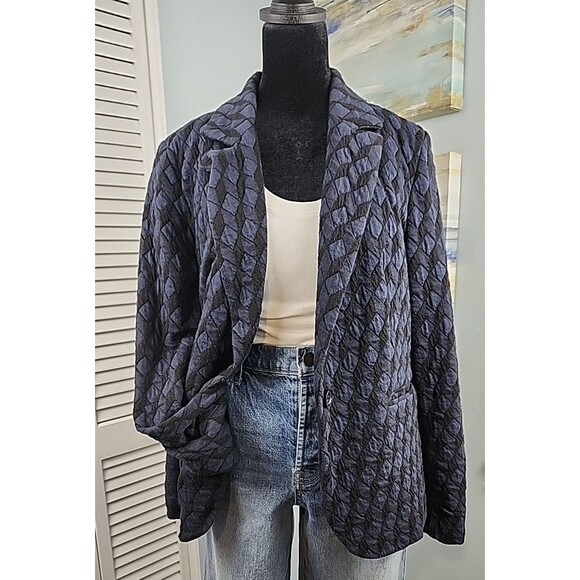 Elliott Lauren Blazer size 10 Quilted One Button Career Casual Designer Stretch - Picture 5 of 7